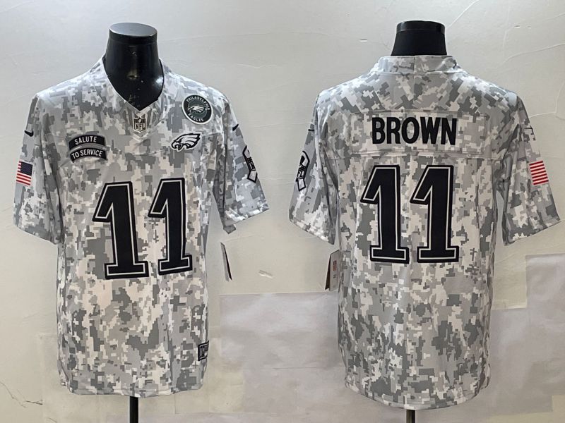 Men Philadelphia Eagles #11 Brown Camo 2025 Nike Salute to Service Limited NFL Jersey style 4